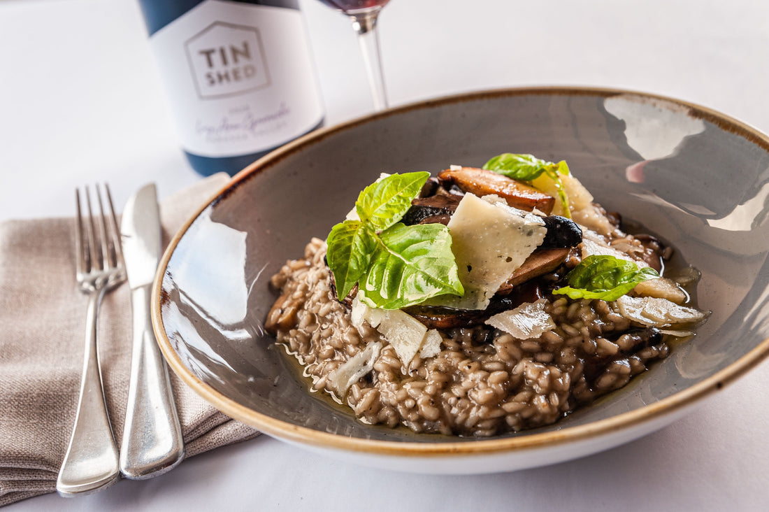 Mushroom Risotto with Seasonal Greens